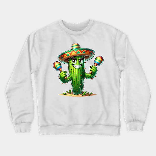 Fiesta Cactus - The Desert's Rhythmic Soul Crewneck Sweatshirt by vk09design